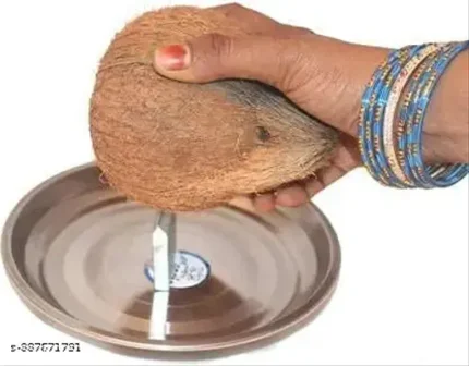 Stainless Steel Coconut Cracker/Breaker Plate Puja articles